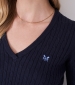 V Neck Heritage Cable Jumper - Heritage Navy