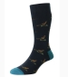 Pheasant and Grouse Motif Cotton Socks - Navy