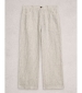 Tia Linen Wide Leg Cropped Trousers - Ivory Multi