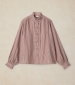 Frill Neck Shirt - Brown Multi