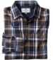 Arran Fleece-Lined Cotton Shirt - Navy/Brown