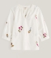 Grace Embroidered Top - Flora Embroidery Chalk