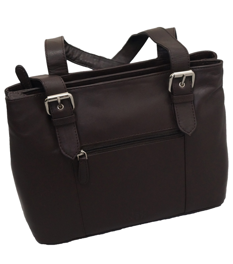 Twin Handle Zip Top Bag - Brown