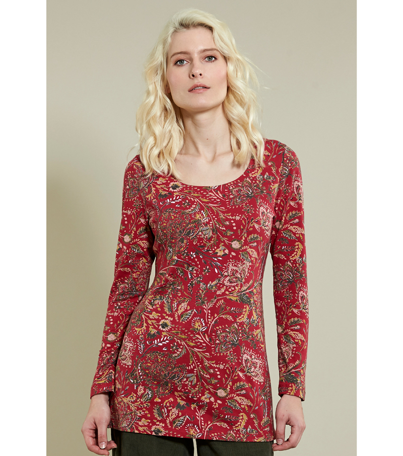 Rubine Long Printed T Shirt - Rubine