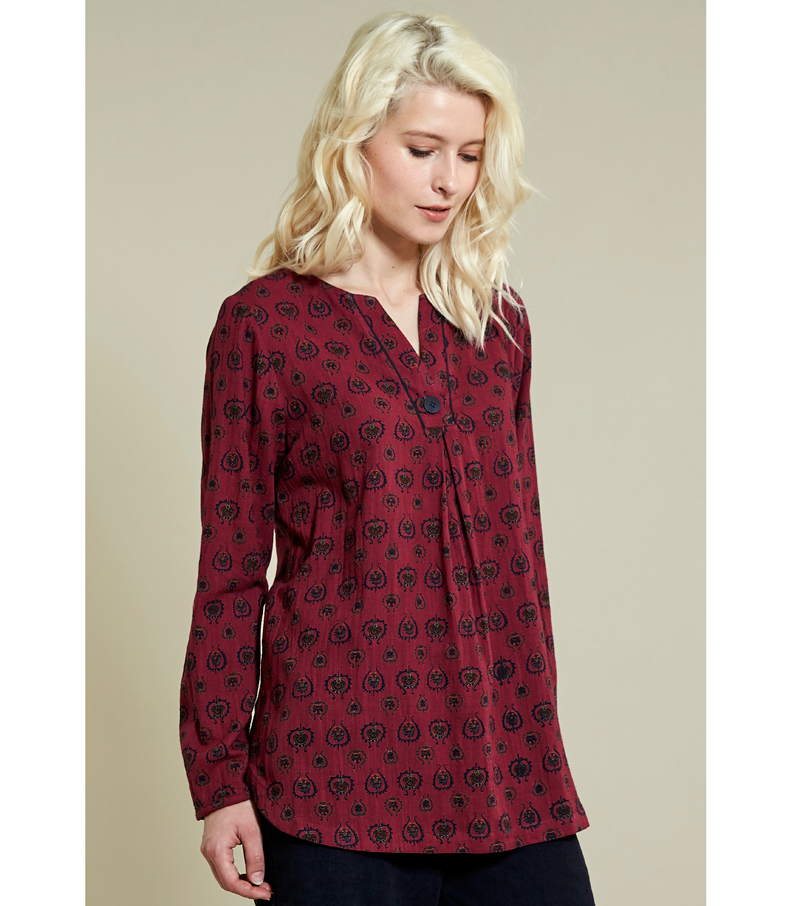 Scoop Hem Top - Merlot