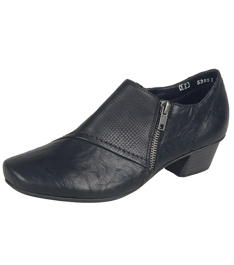 Side Zip Heeled Shoe - Black