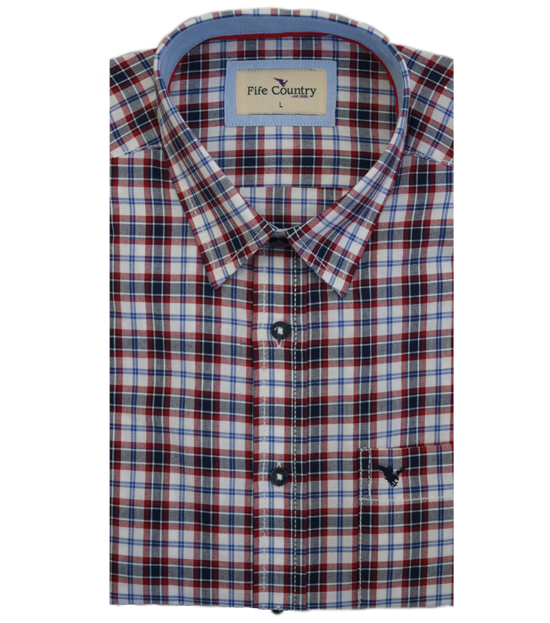 Short Sleeve Oxford Check Shirt - White/Red