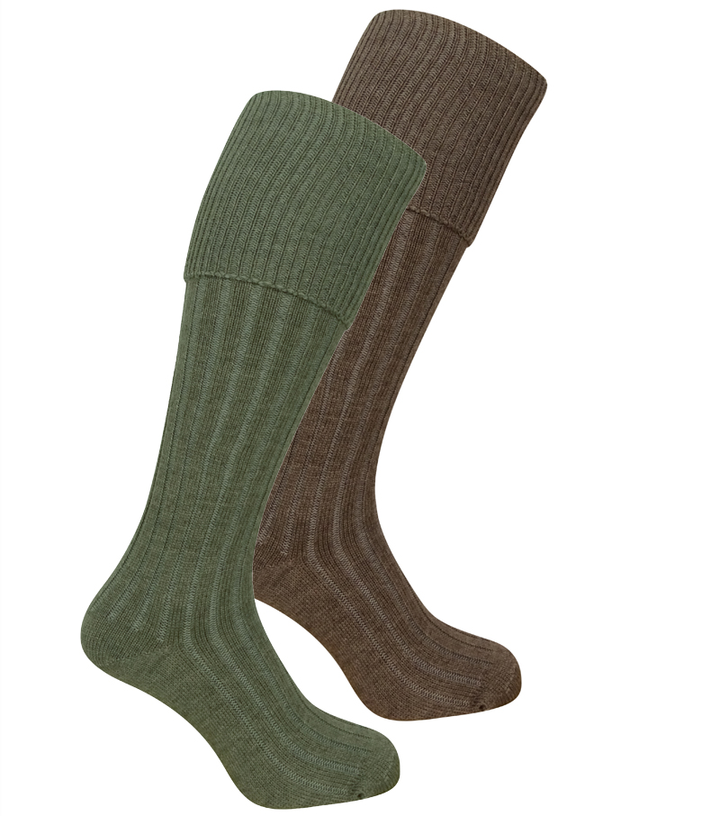 Knee Length Socks (Twinpack) - Lovat / Oatmeal Twinpack