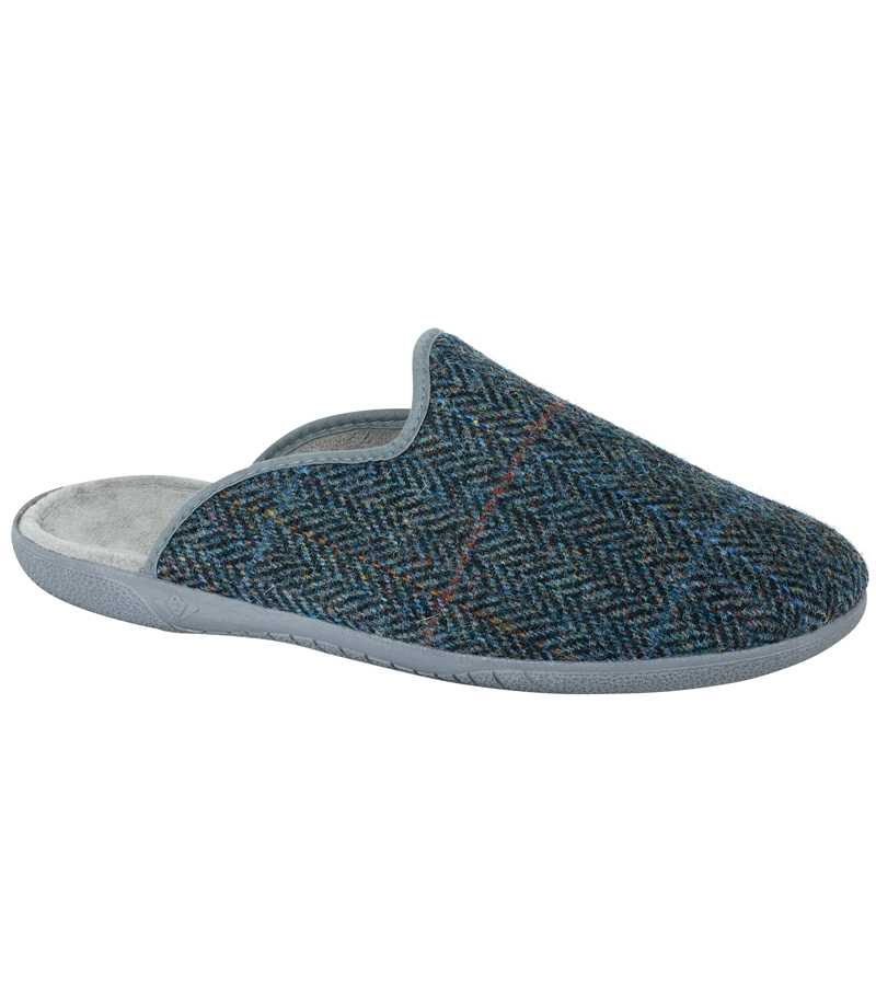 Harris Tweed Mule - Blue Check