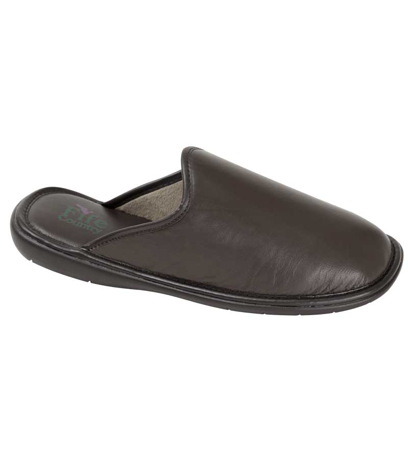 Ballater Leather Mule Slipper - Brown