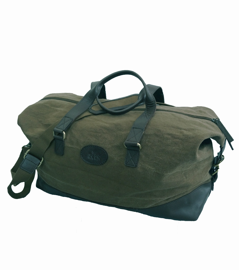 Wayfarer Leather/Canvas Holdall - Khaki