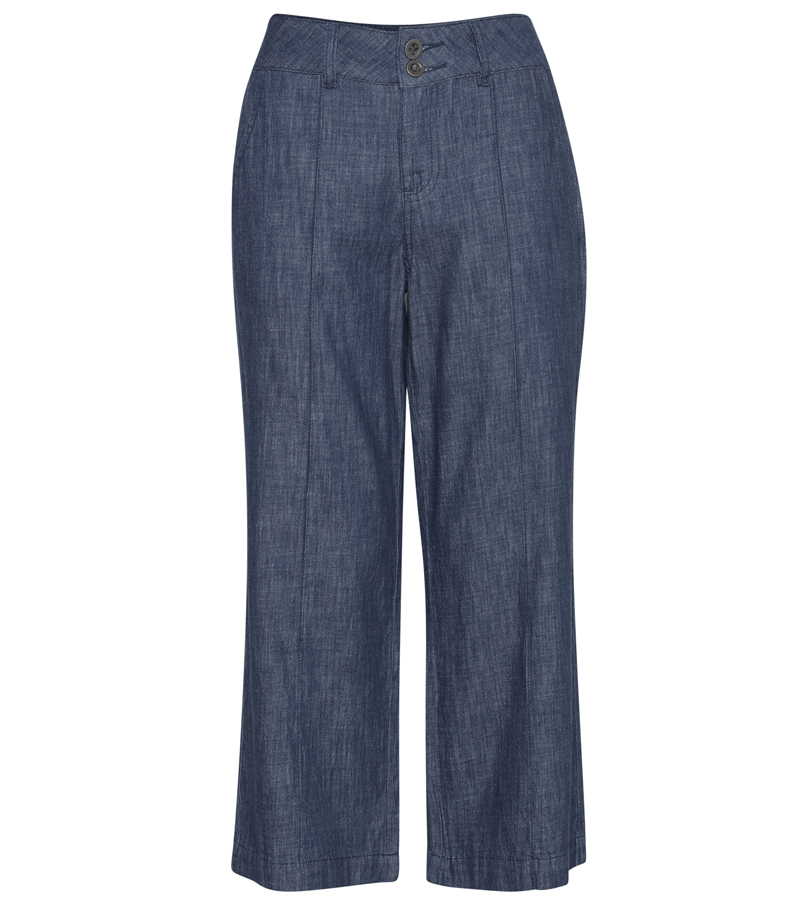 Wide Leg Cropped Trousers - Skye Blue Denim
