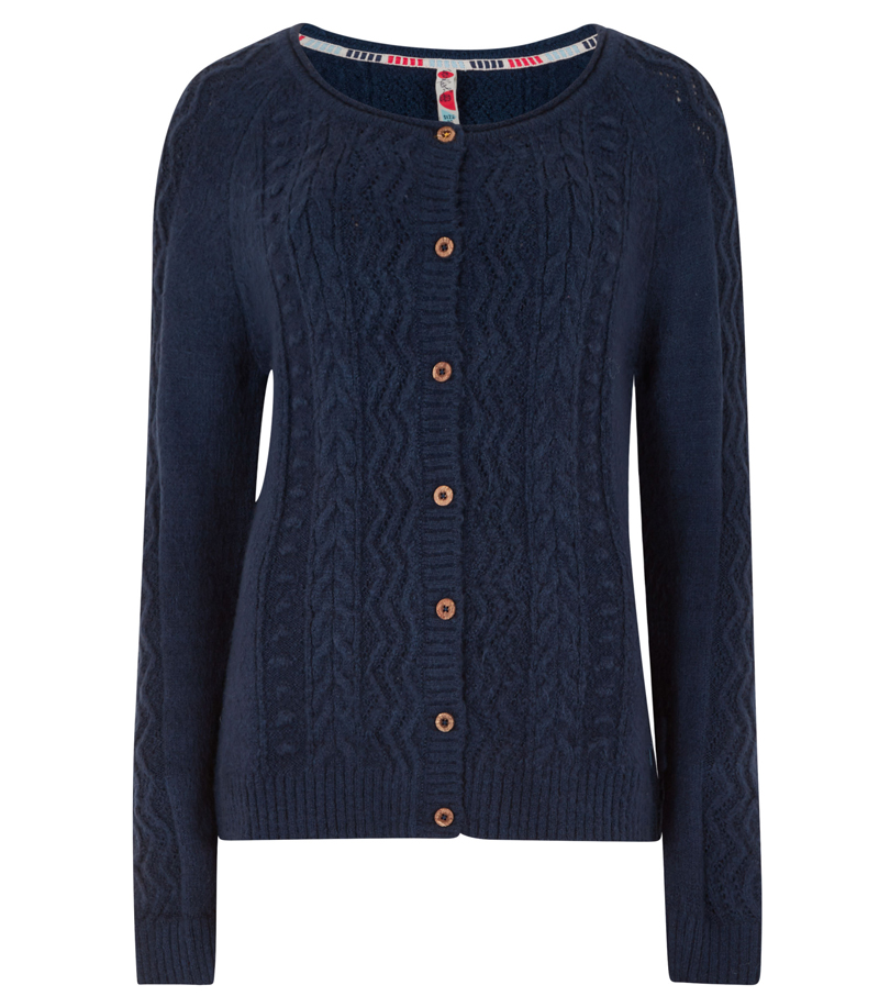 Sara Cable Knit Cardigan - Dark Navy