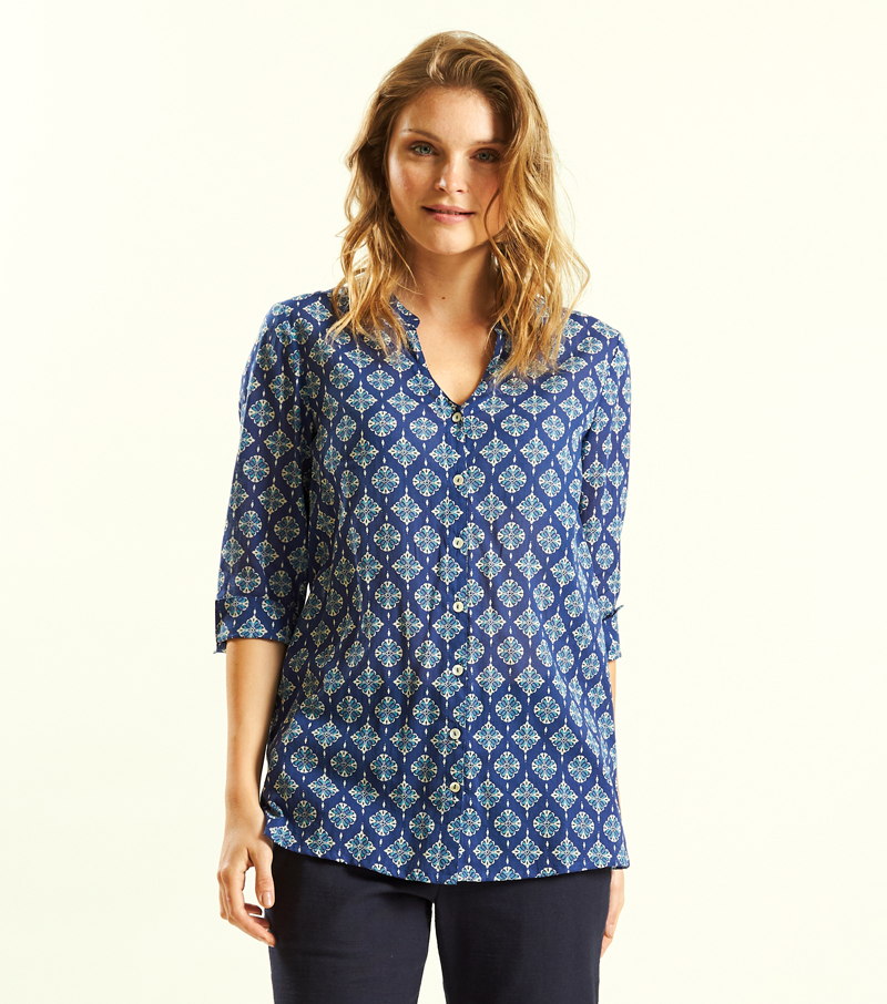 3/4 Sleeve Shirt - Indigo