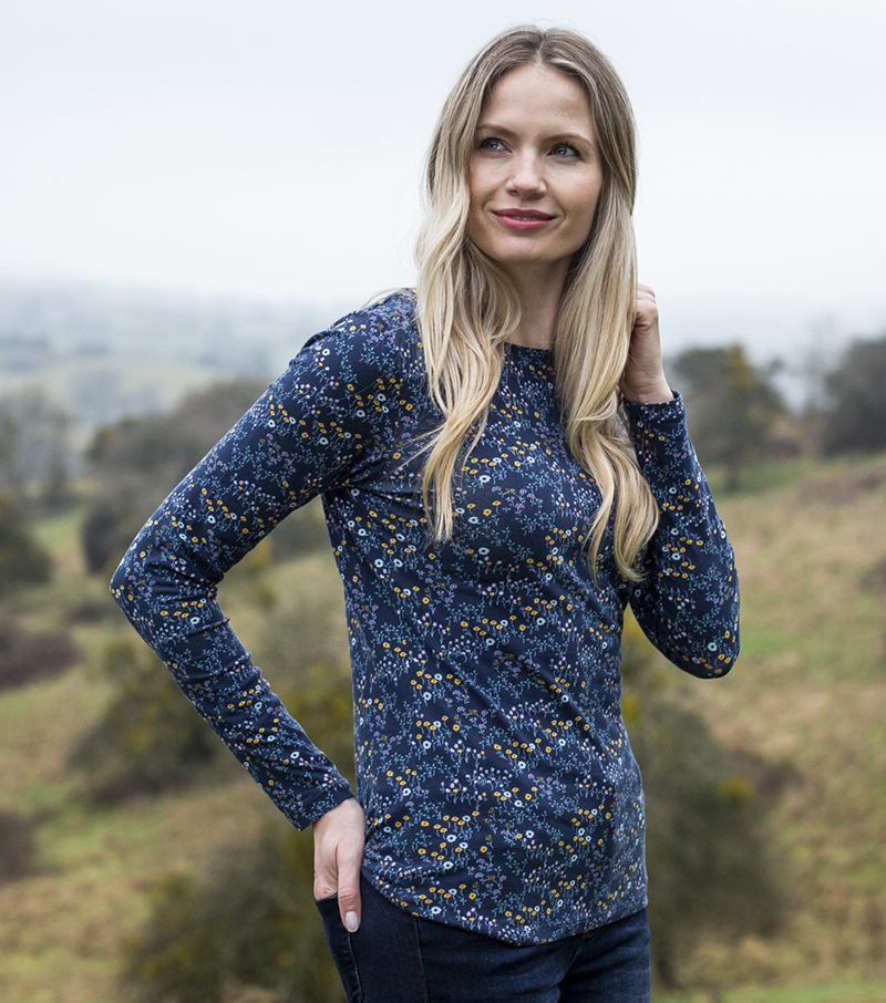 Monica Top - Clevedon Garden Navy