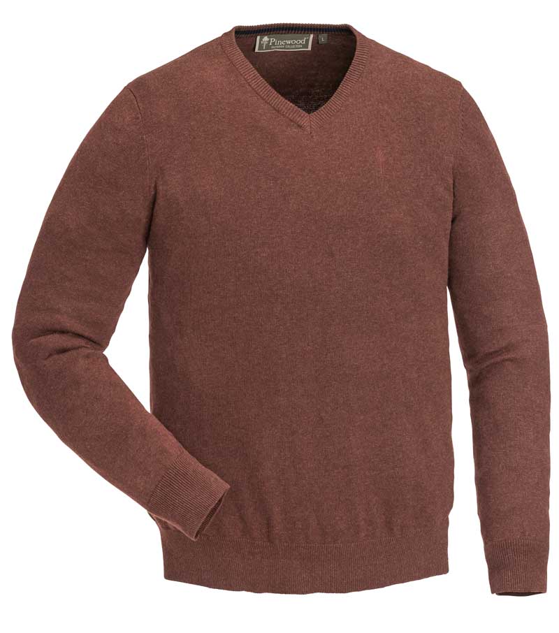 Pinewood Finnveden V Neck Sweater - Dark Copper