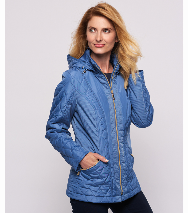 Quilted Panel Jacket - Blue