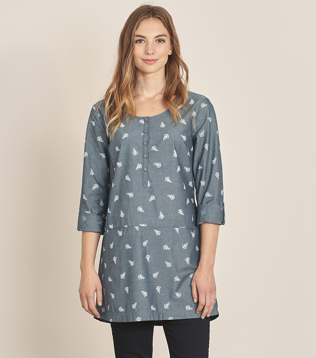 Porthole Tunic - Flower Indigo