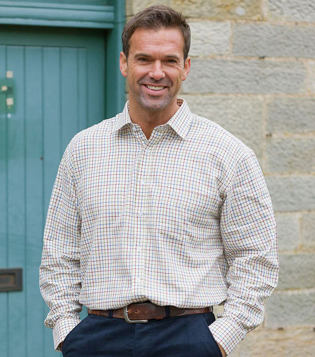 Highland Cotton Shirt - Wine/Blue
