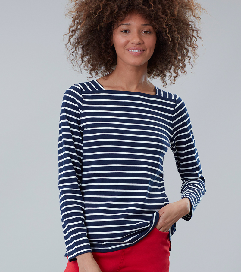Matilde Long Sleeve Top - Navy/ Cream