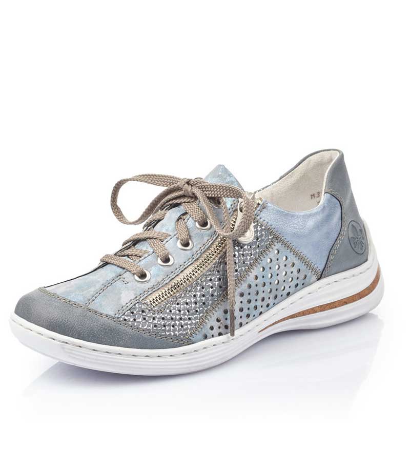 Side Zip Casual Lace Shoe - Sky