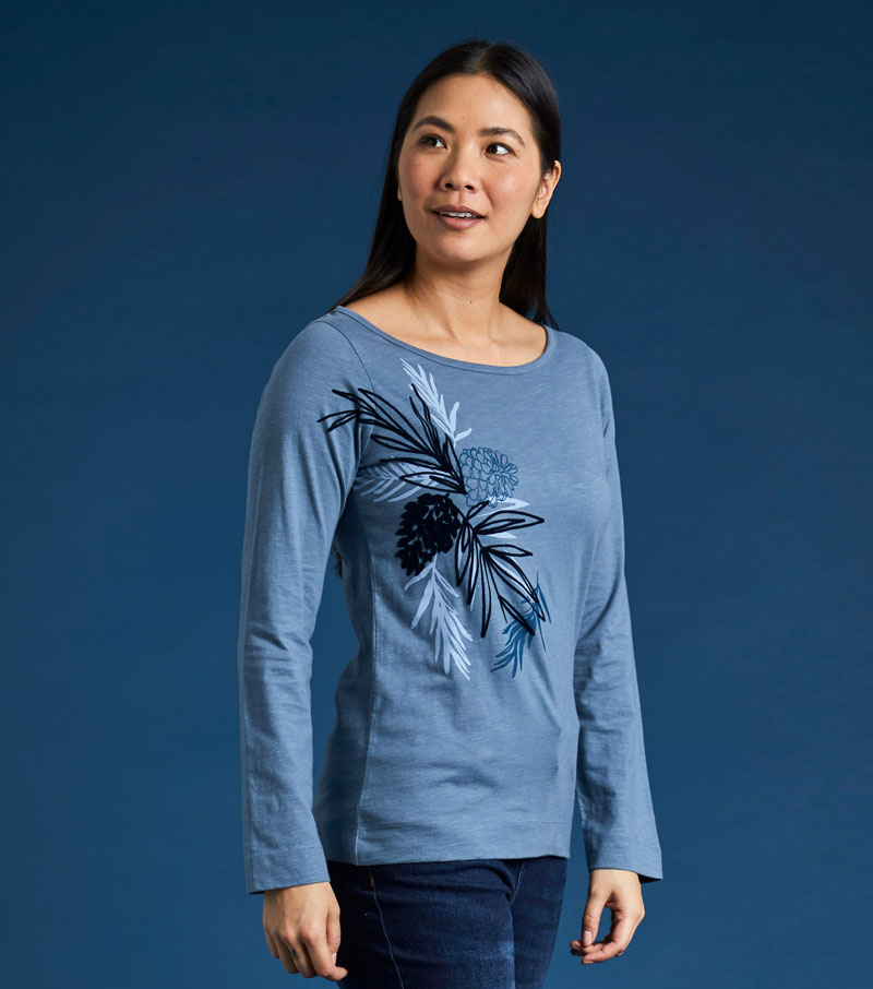 Siris Long Sleeve Graphic Tee - Blue