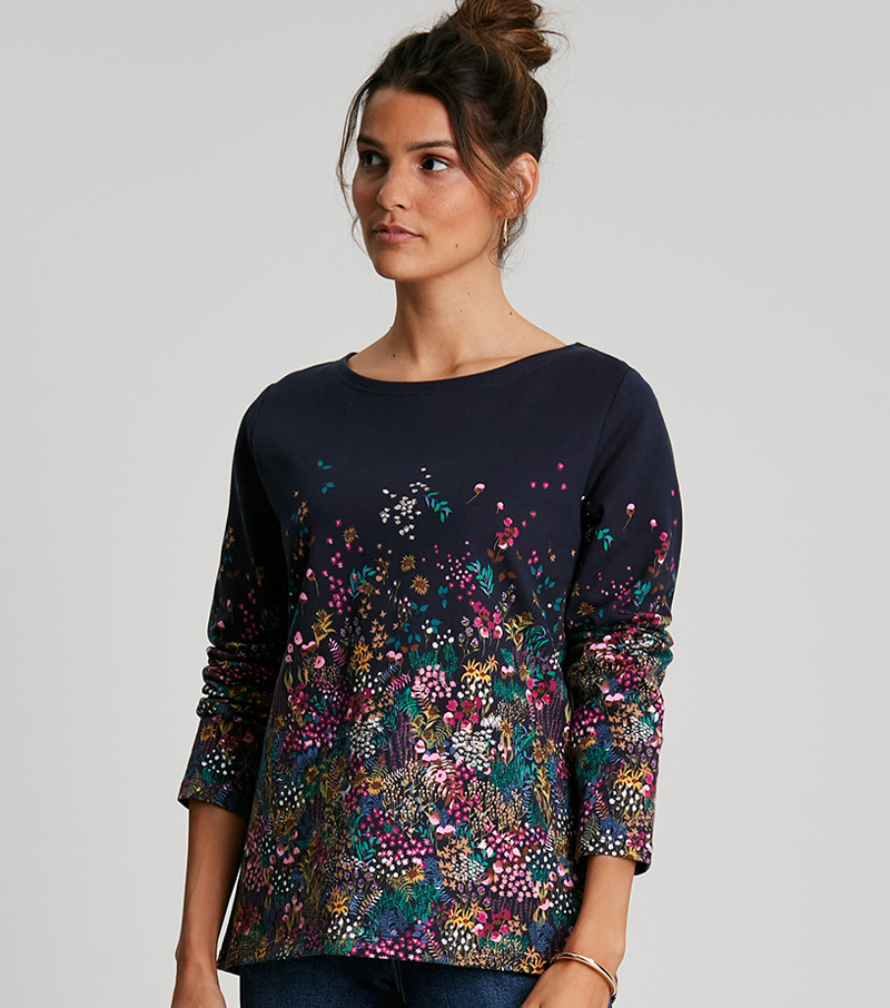 Harbour Print Top - Navy Moorland