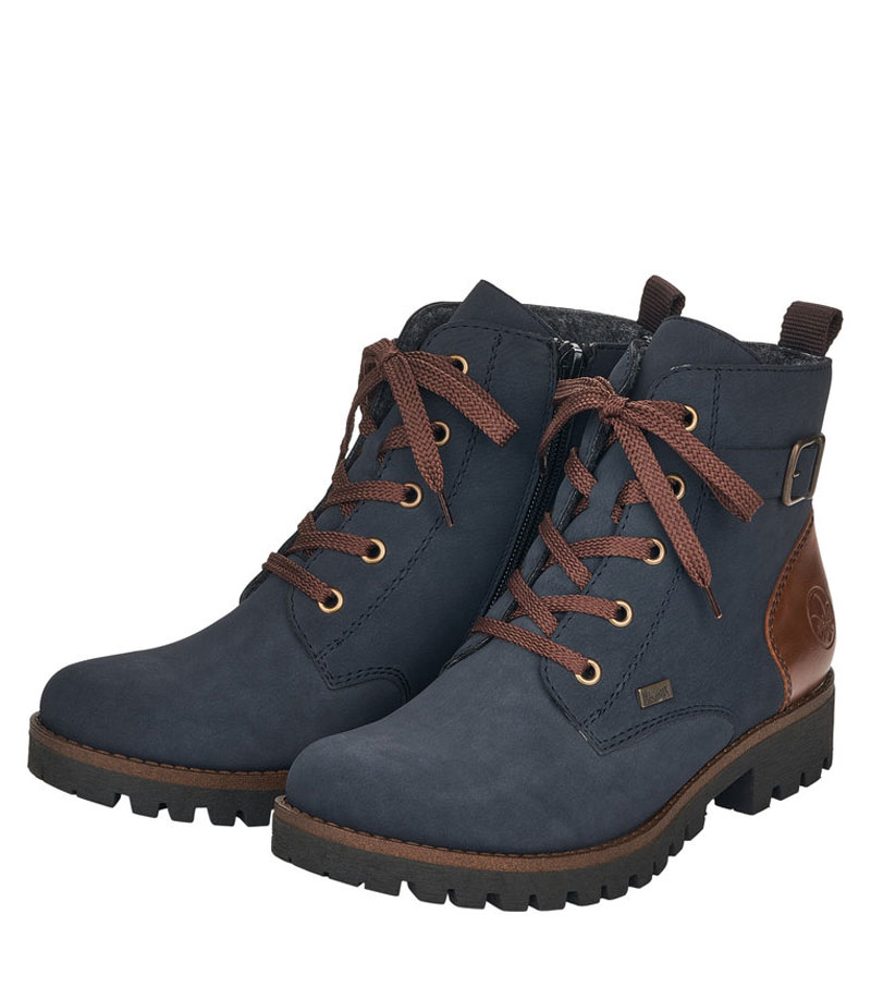 Ankle Boot with Buckle Strap - Navy