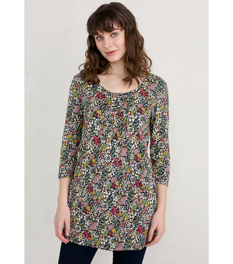 3/4 Busy Lizzy Tunic - Coastal Garden