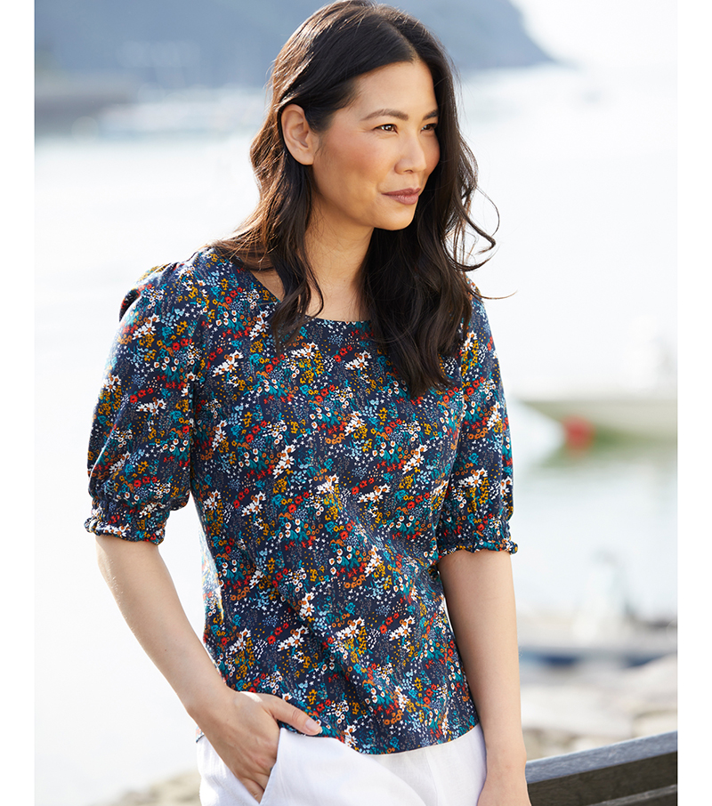 Mary Square Blue/Green Leigh Meadow Top