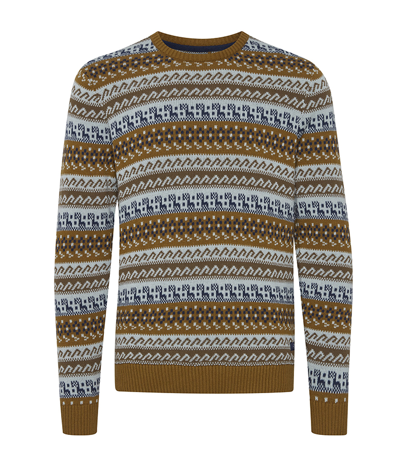 Patterned Knit Pullover - Bronze Brown