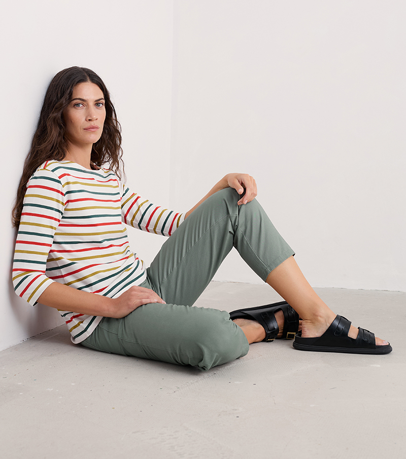 3/4 Sleeve Sailor Top - Orange Coral