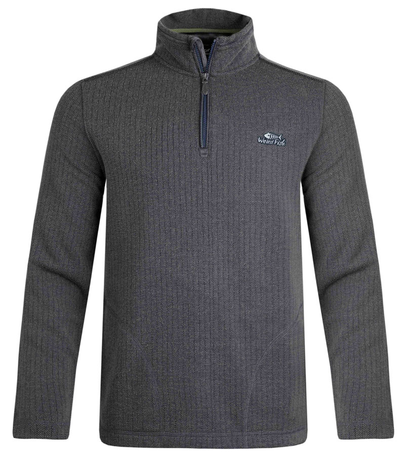 Sterling Quarter Zip Herringbone Fleece - Charcoal