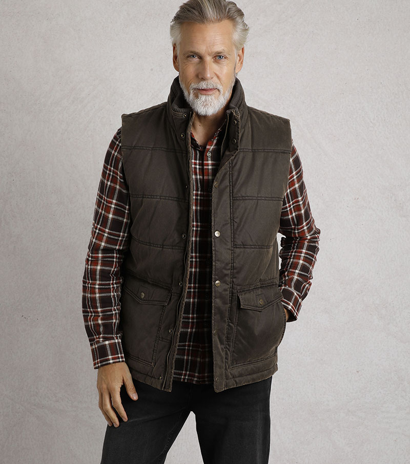 Dover Dyed Wadded Gilet - Bark
