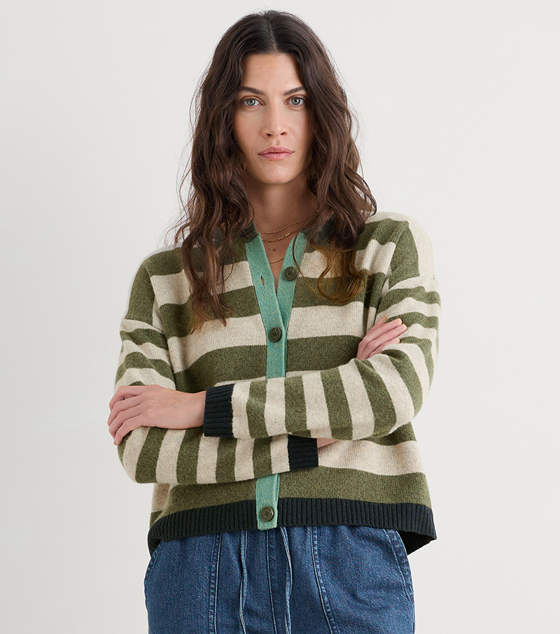 Pinwell Cardigan - Light Olive Mix