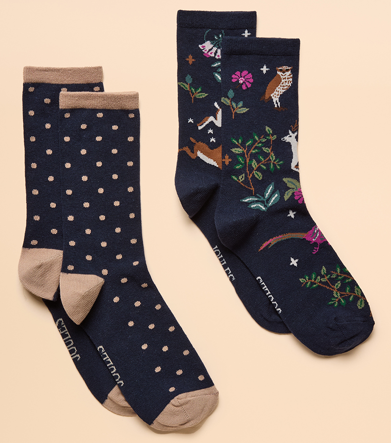 Everyday 2pk Socks - Navy