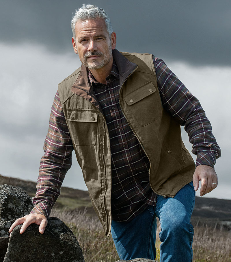 Balfour Waxed Canvas Gilet - Rock