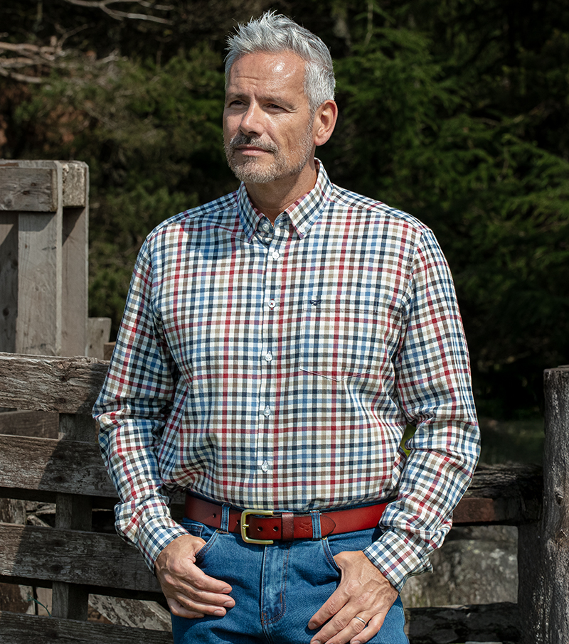 Douglas Check Shirt - Navy/Red/Olive