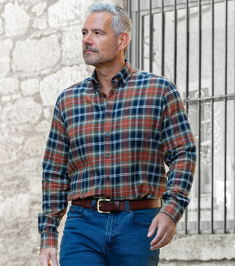 Pitcairn Flannel Shirt - Rust/Green Check