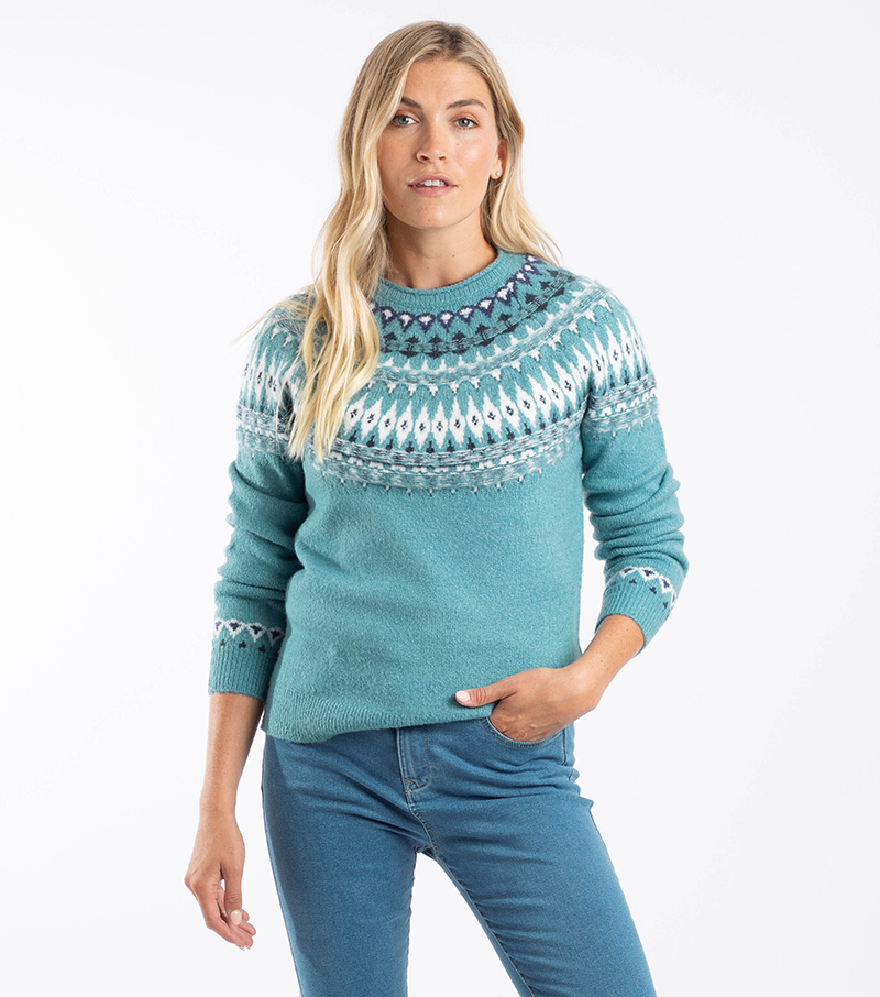 Lowell Fair Isle Jumper - Smoked Blue