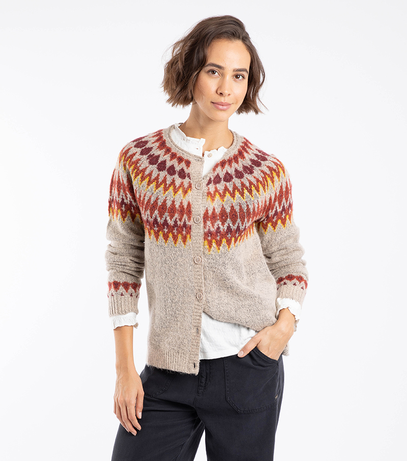 Hatty Fair Isle Cardigan - Chalk