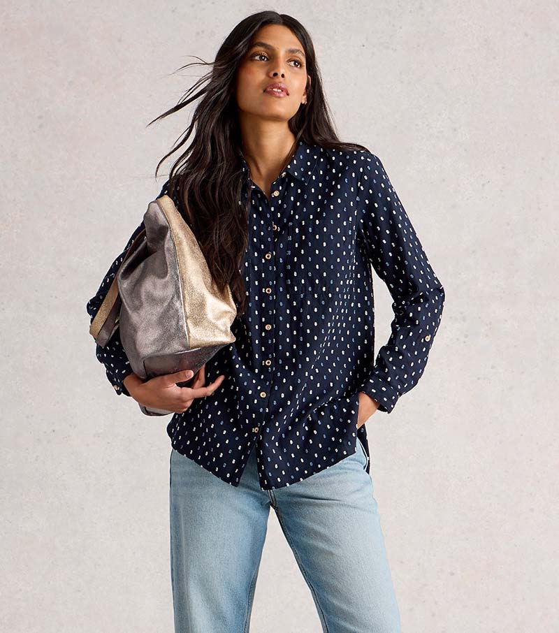 Sophie Longline Shirt - Navy Multi