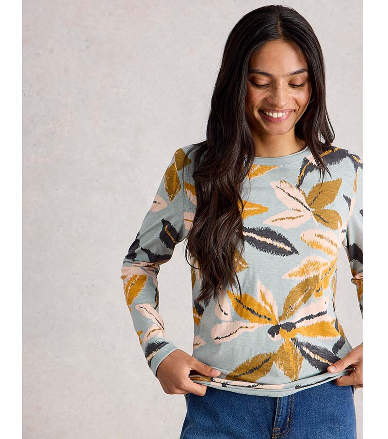 Clara Long Sleeve T Shirt - Blue Print