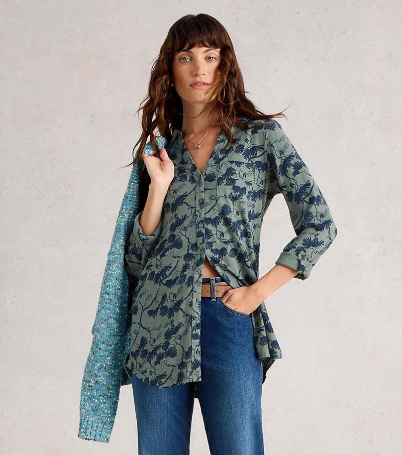 Annie Longline Shirt - Green Multi