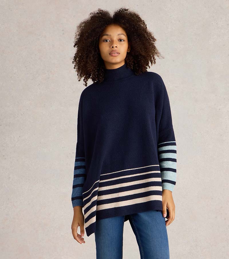 Ivy Side Slit Throw-On - Navy Multi