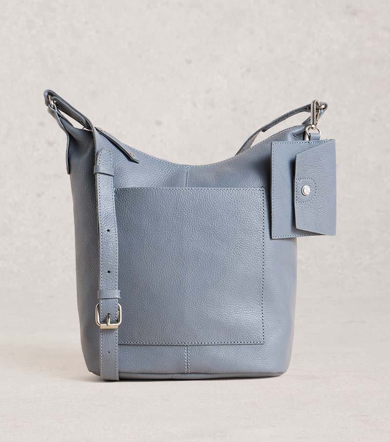 Fern Leather Crossbody Bag - Mid Blue