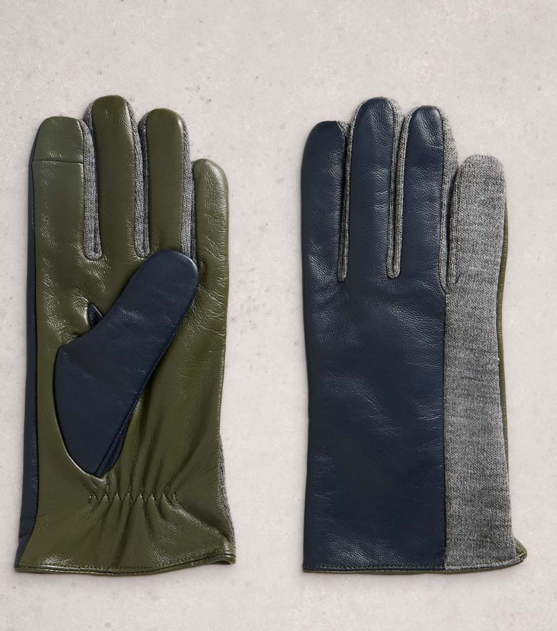 Layla Leather Gloves - Navy
