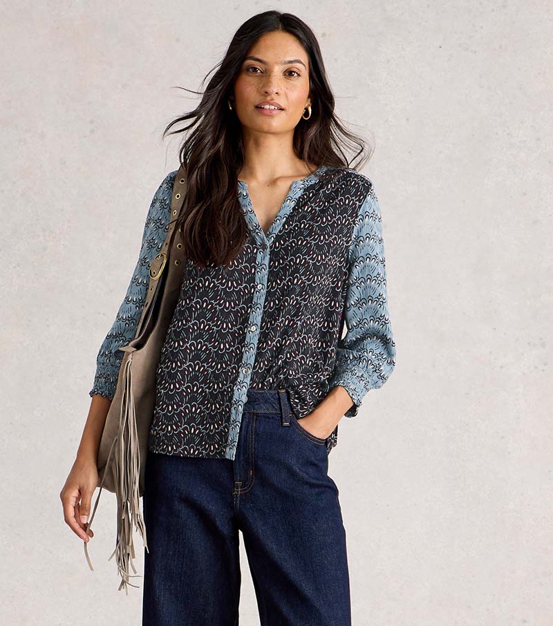 May Mixed Print Top - Blue Multi