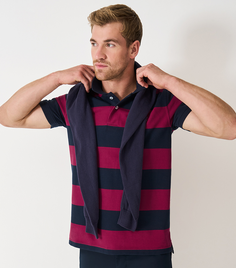 Heritage Rugby Polo - Burgundy/Charcoal