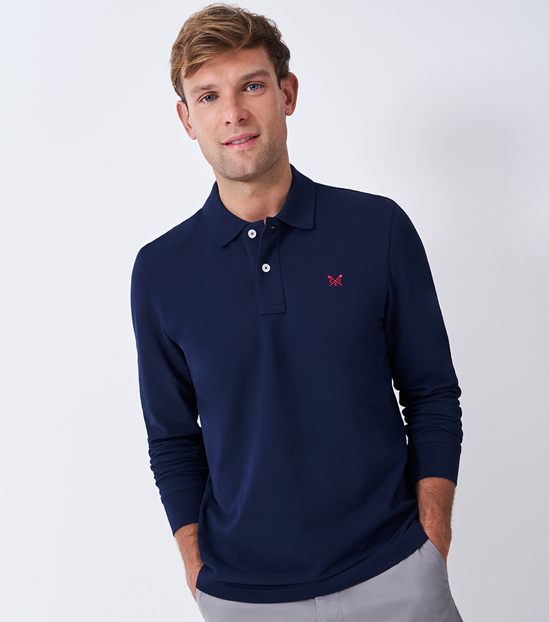Long Sleeve Pique Polo - Pageant Blue